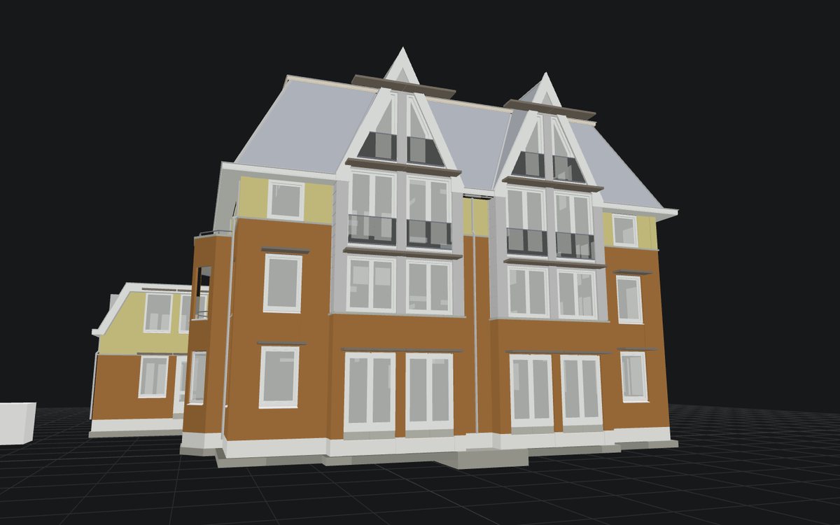 Option C of the design model, from the street, as Leo framed it on screen.